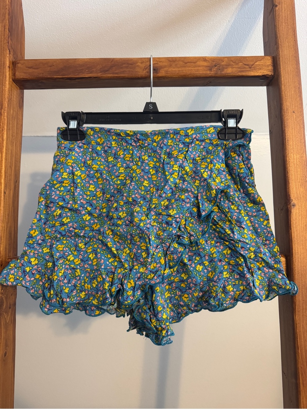 Patrons of Peace Green Floral Ruffle Skort Shorts